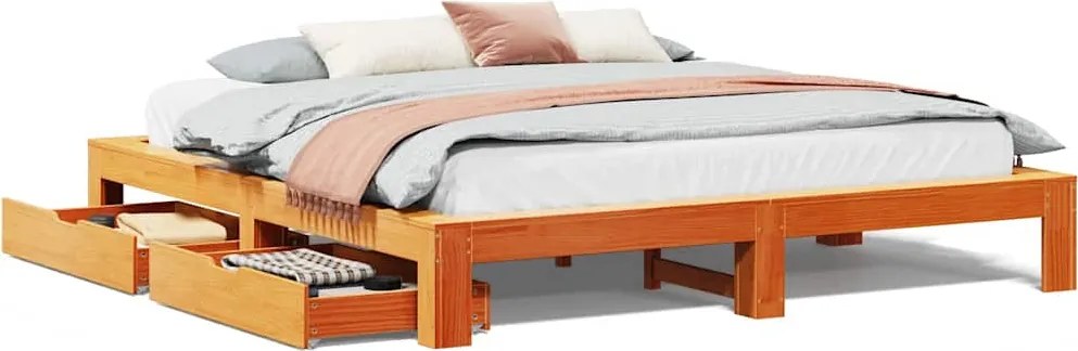 vidaXL Cadru de pat fără saltea, maro ceruit 200x200 cm lemn masiv pin