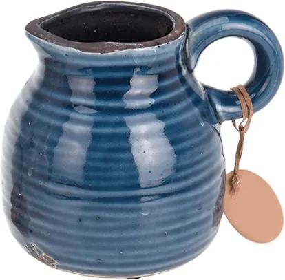 Vaza Vintage din ceramica albastra 13 cm