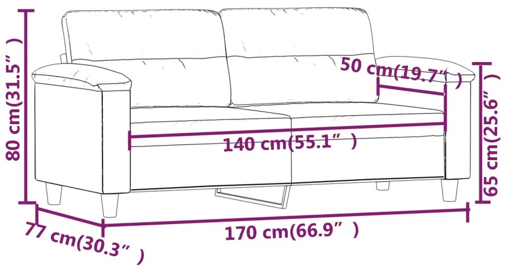 Canapea cu 2 locuri, crem, 140 cm, tesatura microfibra Crem, 170 x 77 x 80 cm