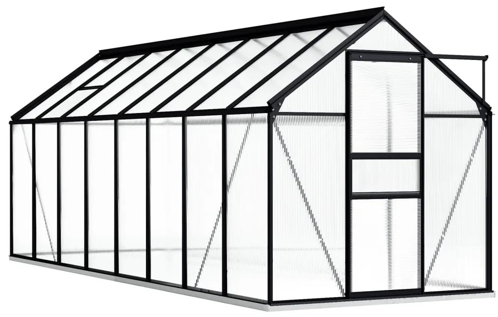 vidaXL Seră cu cadru de bază, antracit, 9,31 m², aluminiu