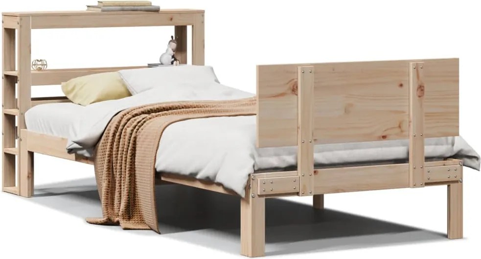 vidaXL Cadru de pat cu tăblie, 90x200 cm, lemn masiv de pin