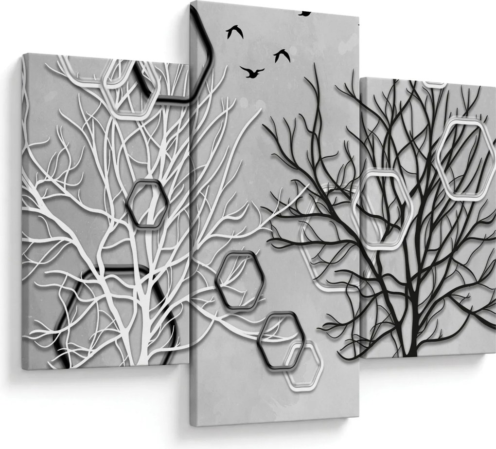 Tablou abstract cu pomi (90x60 cm)