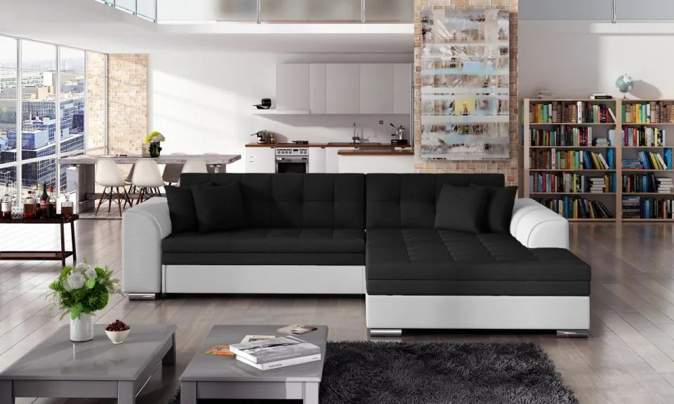 Coltar tapitat, extensibil, 295x80x195 cm, Sorento R02, Eltap (Culoare: Alb / Soft 17)