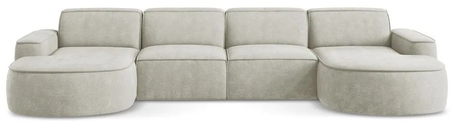 Colțar crem cu tapițerie din chenille (în formă de "U") Omao – Makamii