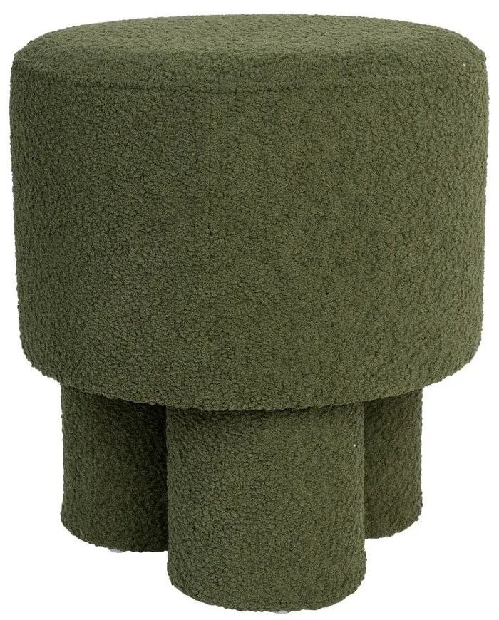Taburet verde cu tapițerie din țesătură bouclé Marcos – White Label