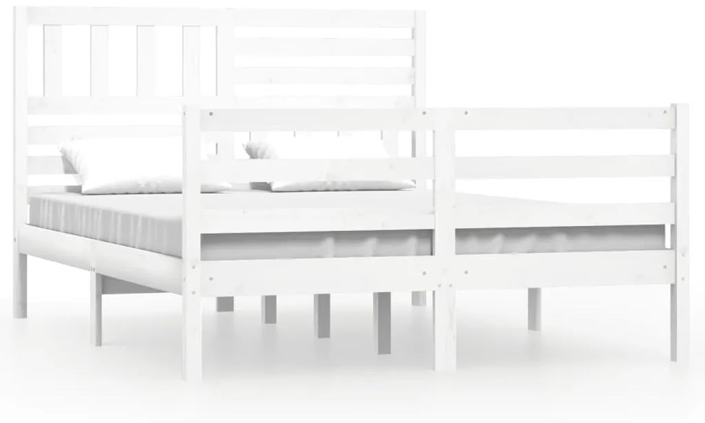 3101099 vidaXL Cadru de pat, alb, 160x200 cm, lemn masiv