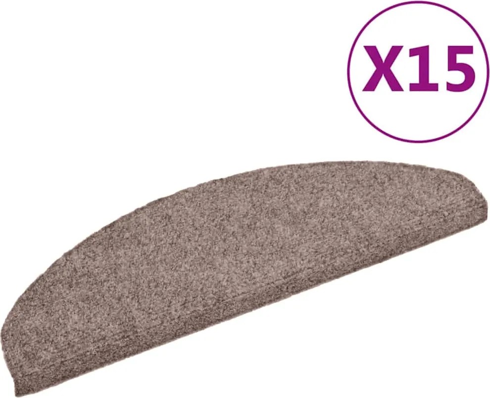 vidaXL Covorașe autoadezive pentru scări, 15 buc., 65x21x4 cm, maro deschis, semirotunde, mari