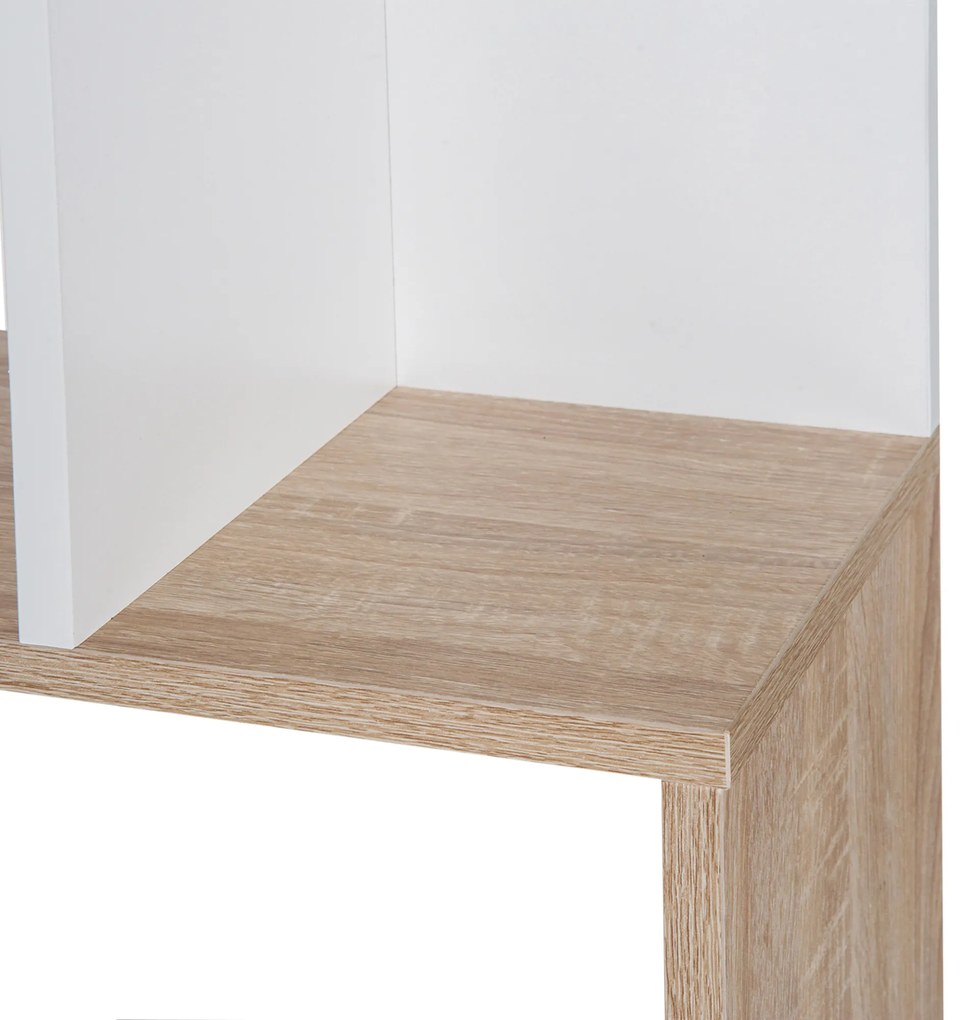 Biblioteca Design Modern 4 rafturi Lemn Natural si Alb, 60x24x148cm HOMCOM | Aosom Romania