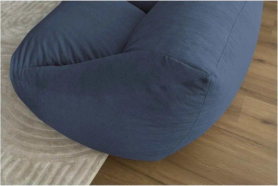 Fotoliu bean bag albastru închis cu tapițerie din catifea reiată Lilibet – Bobochic Paris