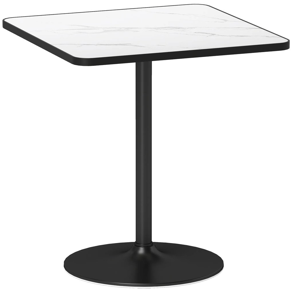 HOMCOM Masă de dining pentru 4 persoane masă de bucătărie stil modern cu blat efect marmură și bază rotundă, 70 x 70 cm, alb | Aosom Romania