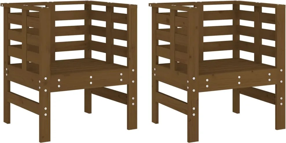 vidaXL Scaune grădină, 2 buc., maro miere 61,5x53x71 cm lemn masiv pin