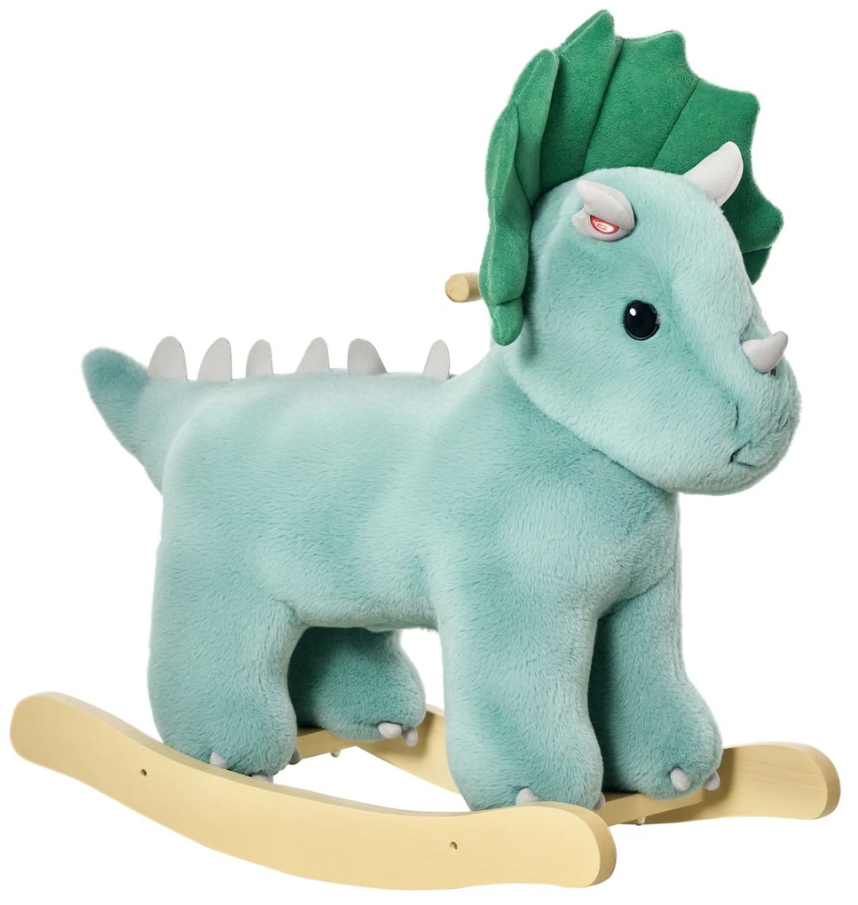 Jucărie de balansare Triceratops HOMCOM pentru copii - Verde închis, 64 x 30 x 54 cm | Aosom Romania