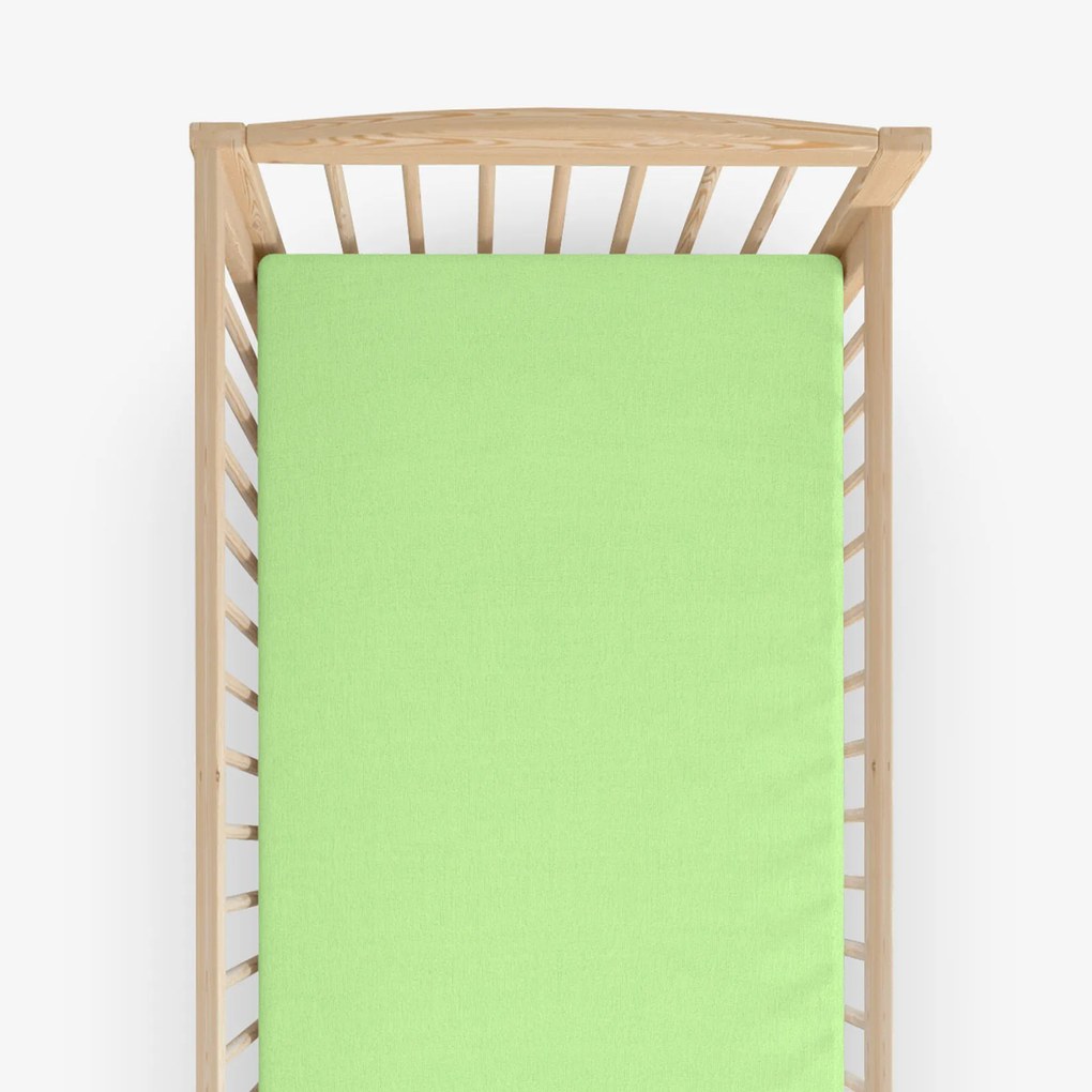 Goldea cearceaf pentru pătuț din jersey cu elastic - verde deschis 60 x 120 cm