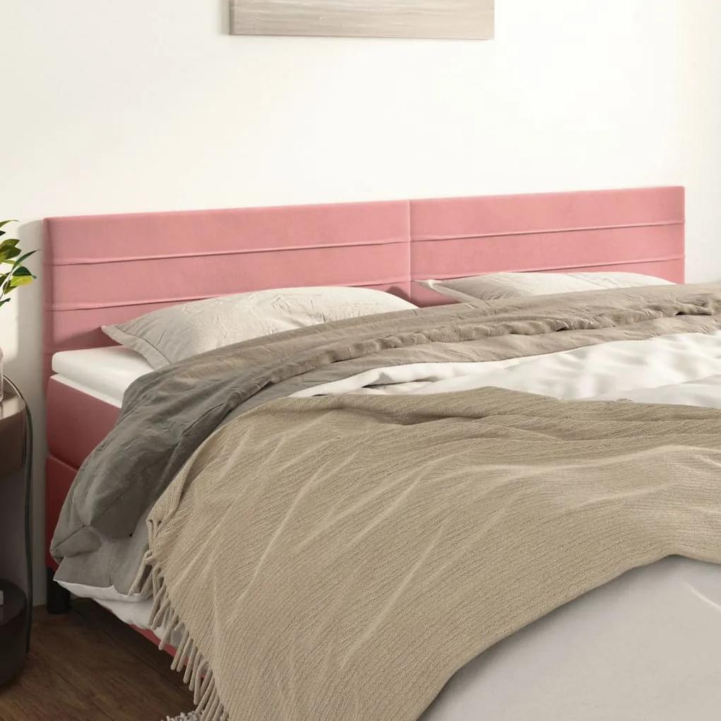 346199 vidaXL Tăblii de pat, 2 buc, roz, 100x5x78/88 cm, catifea