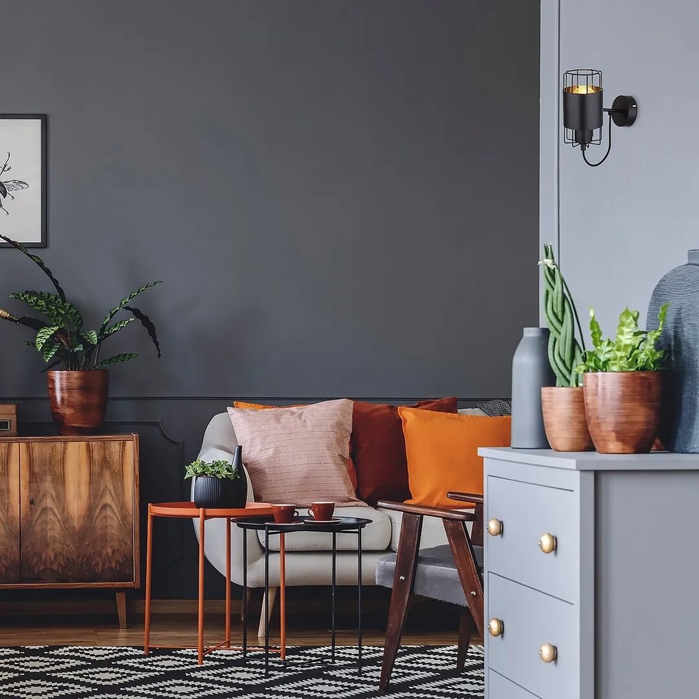 Aplica de perete design industrial Dimitri negru