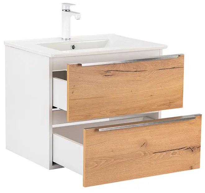 Dulap inferior Vario Trim 60 cu lavoar, stejar alb