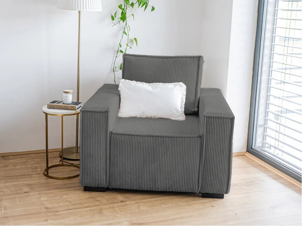Fotoliu cu taburet SMART SET, gri inchis