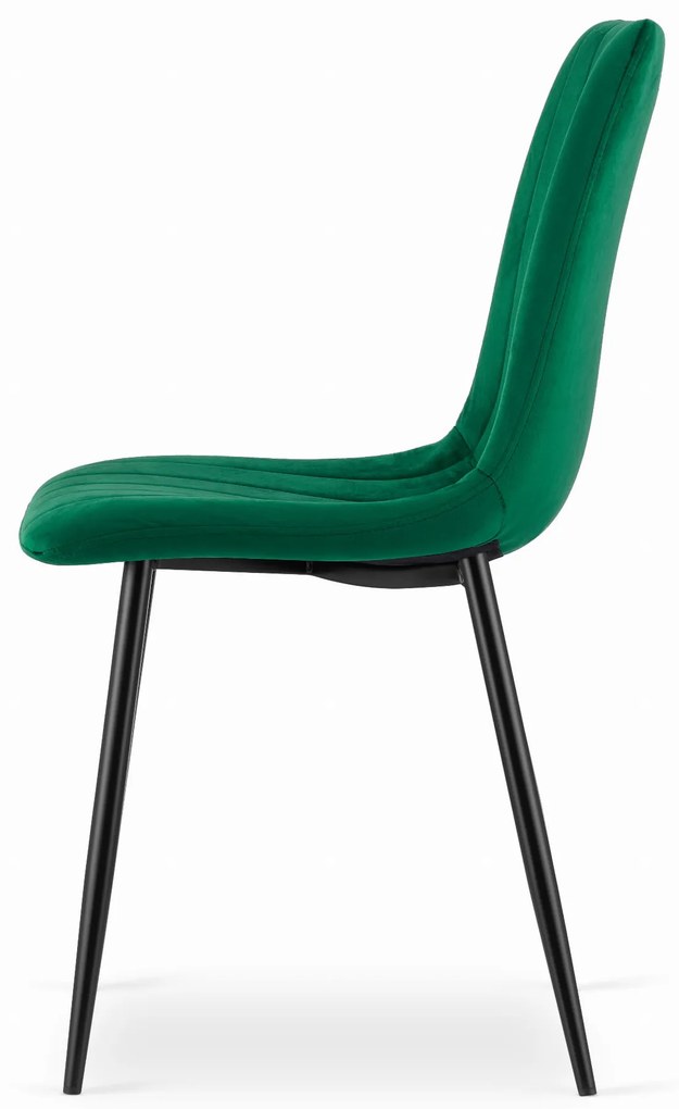 Scaun de masa din catifea Culoare verde cu picioare negre, LAVA