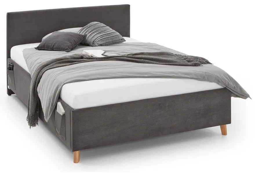 Pat pentru copii gri antracit tapițat fără somieră 140x200 cm Cool – Meise Möbel