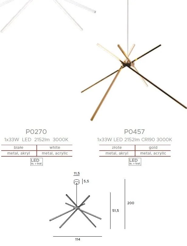 Lustra LED suspendata design modern SPIDER aurie
