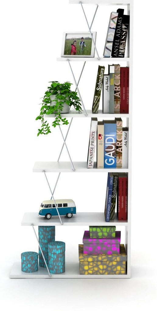 Biblioteca - Tars Mini Alb/Crom