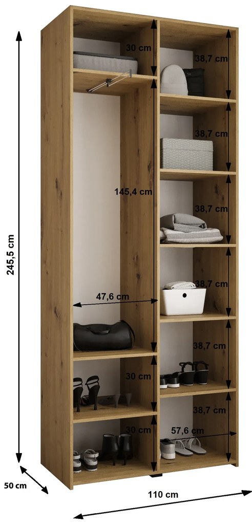 Dulap de haine 110 cm Carmela 50-3 (alb + Auriu). 1126770