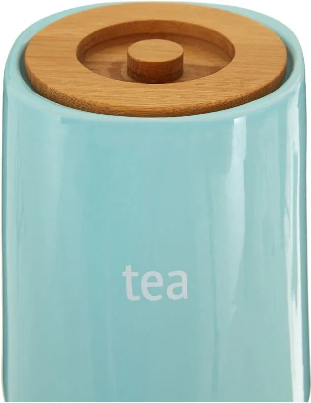 Recipient pentru ceai cu capac din lemn de bambus Premier Housewares Fletcher, 800 ml, albastru