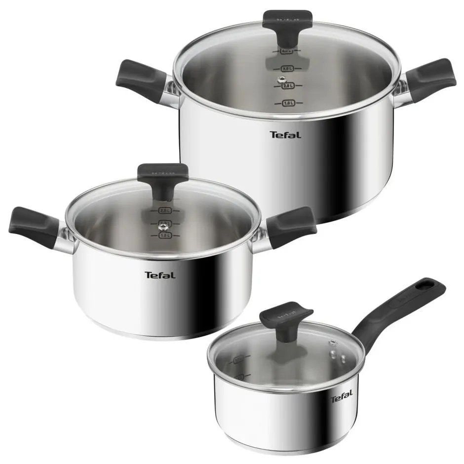 Set de vase pentru gătit 6 buc. din oțel inoxidabil Delicious B925S655 – Tefal