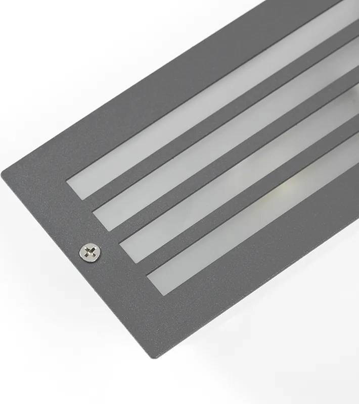 Set de 4 spoturi încastrate moderne gri închis IP44 - Hurricane