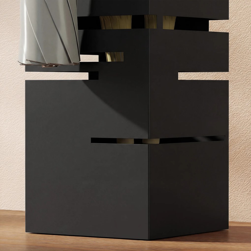 HOMCOM Suport metalic pentru umbrele cu 4 cârlige și tavă colectoare detașabilă pentru hol/birou 15,5x15,5x49 cm Negru | Aosom Romania