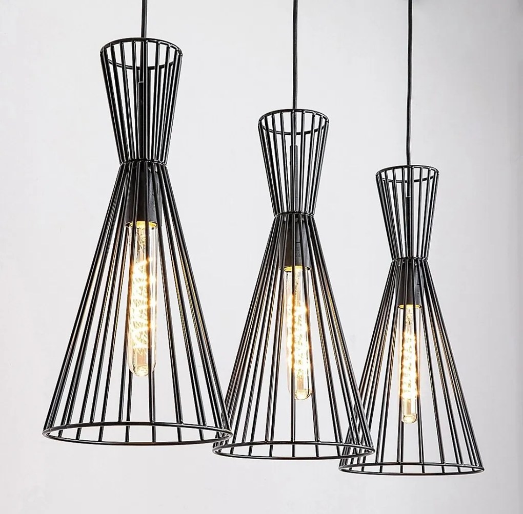 Lustra cu 3 pendule design industrial Leandros
