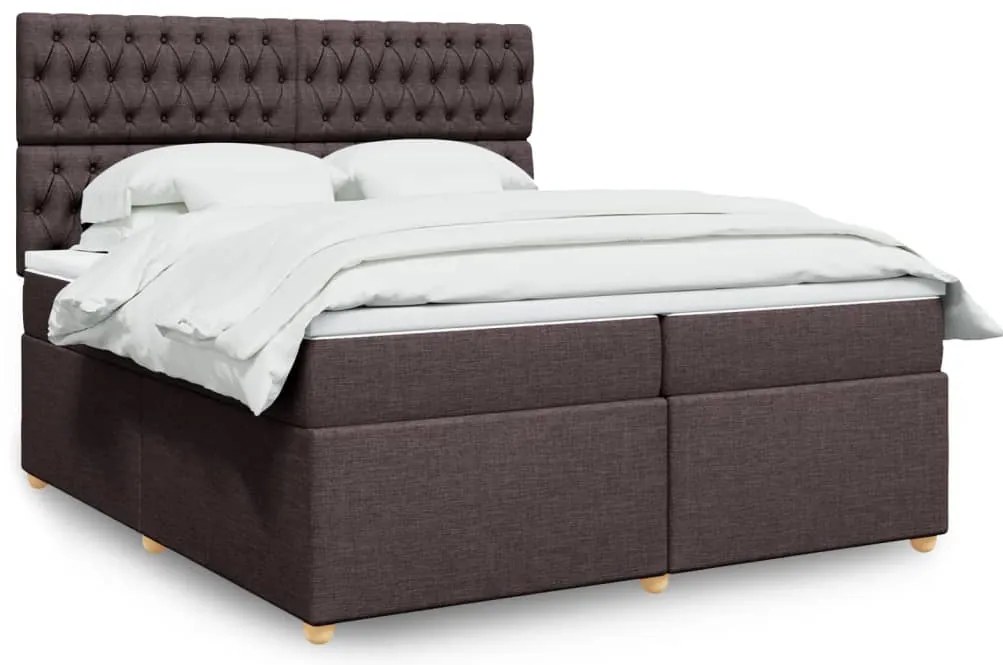 vidaXL Pat box spring cu saltea, maro închis, 200x200 cm, textil