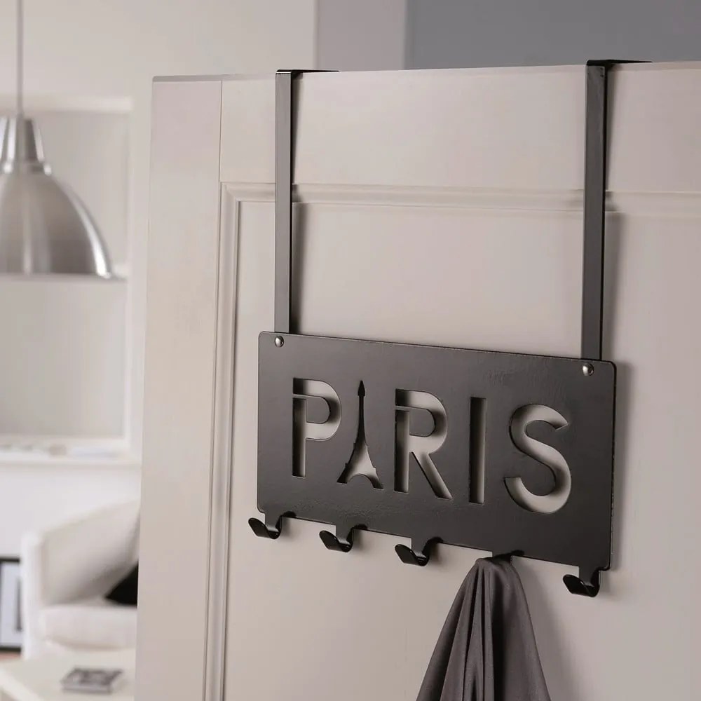 Cuier de ușă negru din metal 30 cm Paris – Compactor