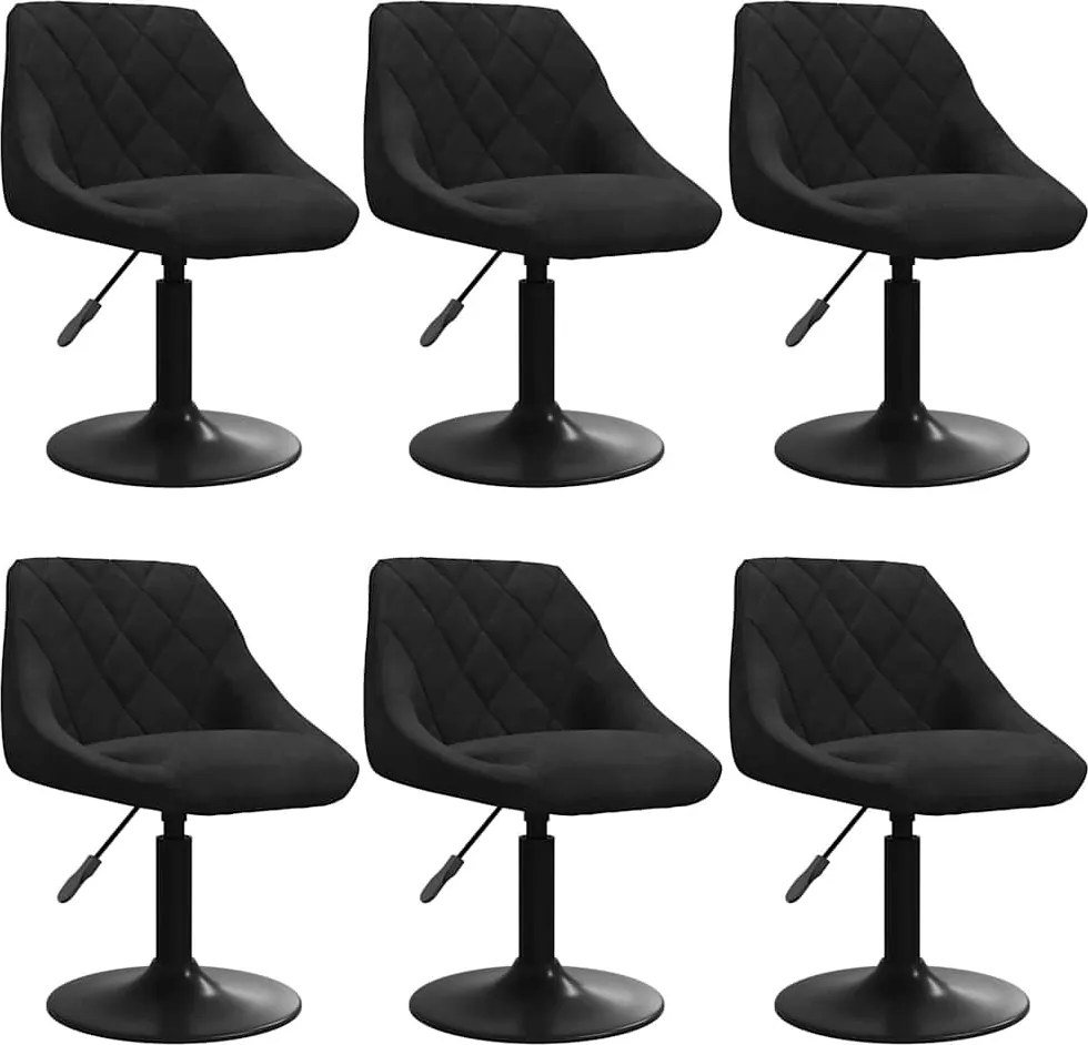 vidaXL Scaune de sufragerie pivotante 6 buc, negru, catifea