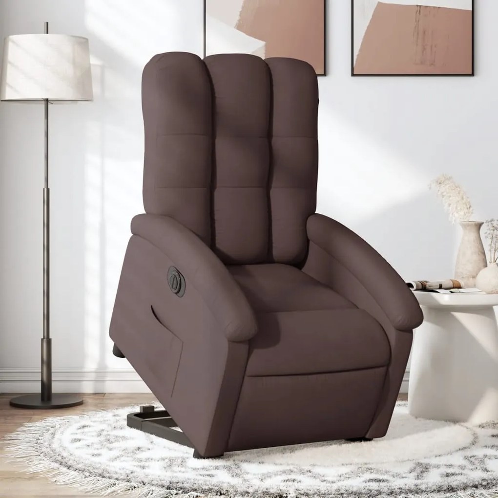 vidaXL Fotoliu electric rabatabil cu ridicare, maro închis, textil
