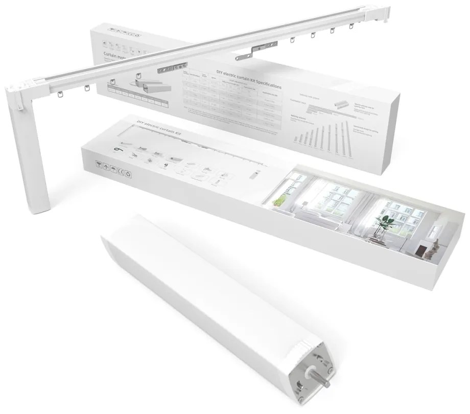 Kit sina electrica LUXION 6.2 m pentru draperii sau perdele, Telecomanda, Control telefon, Wi-Fi