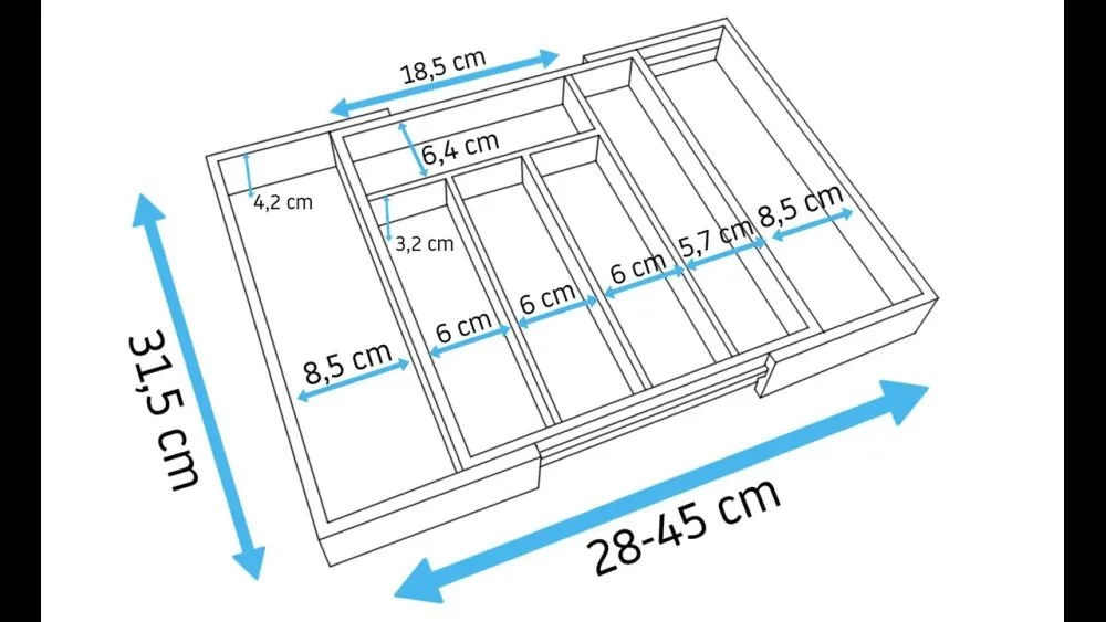 Organizator de tacâmuri reglabil 45 x 31 x 4 cm