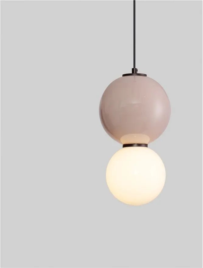 Pendul LED decorativ portelan mocha, sticla alb, NOESIS