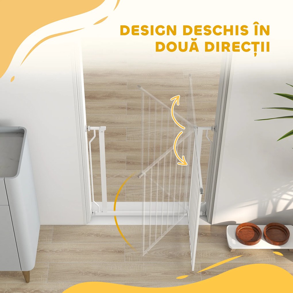 PawHut Cancel de Siguranță Larg pentru Câini, cu Ușă sub Presiune, pentru Uși, Holuri, Scări - Alb | Aosom Romania