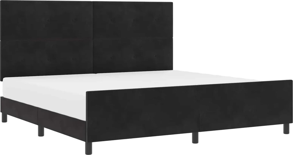vidaXL Pat cu arcuri cu headboard Negru 200 x 200 cm Catifea