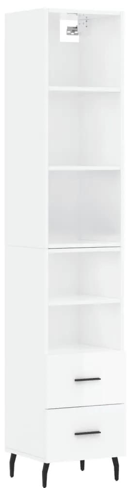 3189783 vidaXL Dulap înalt, alb extralucios, 34,5x34x180 cm, lemn prelucrat