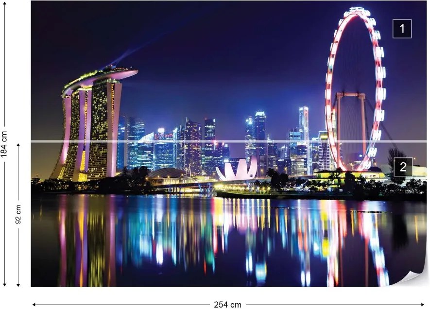 Fototapet GLIX - Singapore City Skyline + adeziv GRATUIT Tapet nețesute - 254x184 cm
