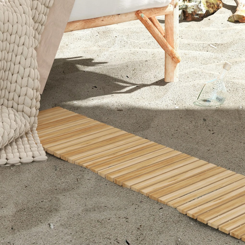 Outsunny Covor de Grădină din Lemn 120 x 38 cm | Cărare Arrotolabilă pentru Spații Exterioare | Covor Decorativ și Rezistent pentru Grădină, Plajă, Nunți sau Petreceri | Aosom Romania