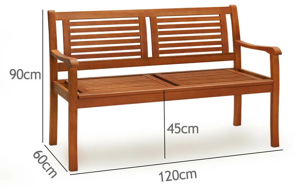 Bancă de grădină MANUELA, 120x60x90cm, natur maro Casaria