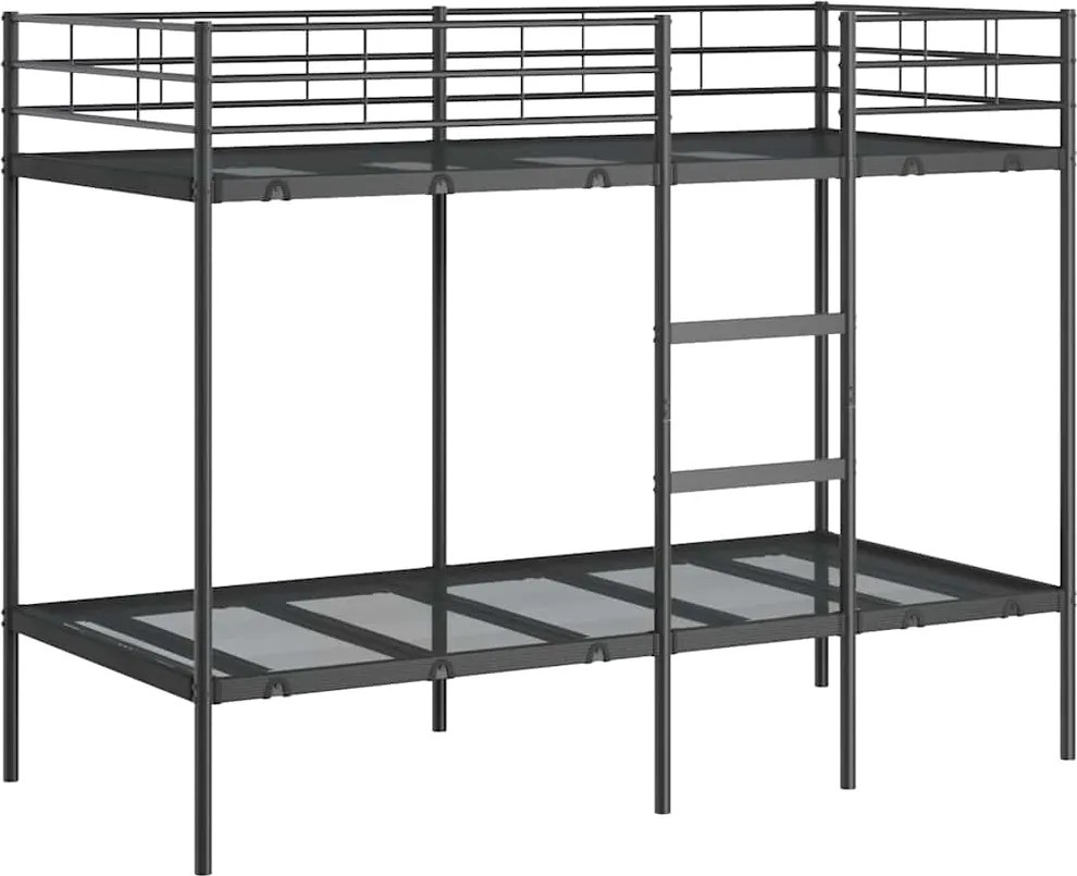 vidaXL Pat supraetajat fără saltea negru 100x190 cm oțel