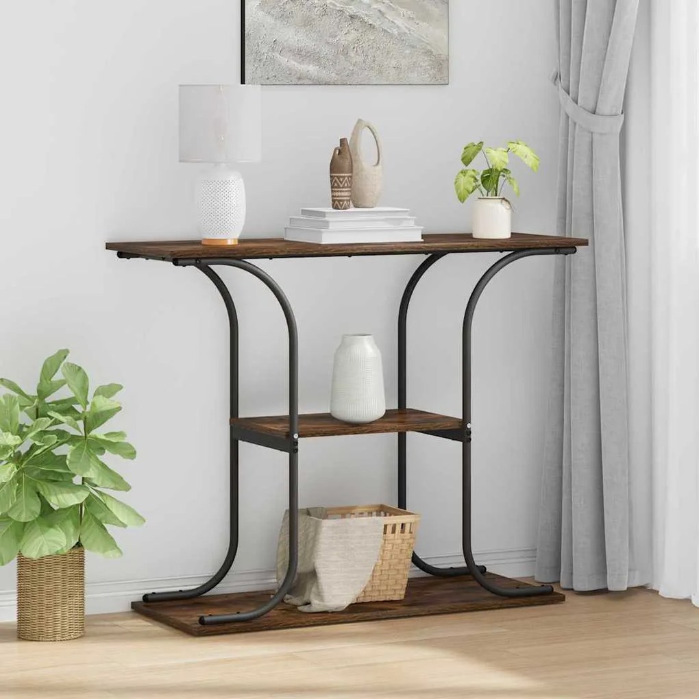 vidaXL Masă de consolă Stejar afumat 101 x 35 x 80.5 cm Lemn compozit