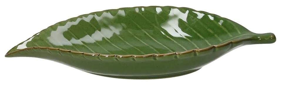 Platou pentru servire, Leaf Shaped, Tognana, 20x12x5.5 cm, ceramica glazurata, verde