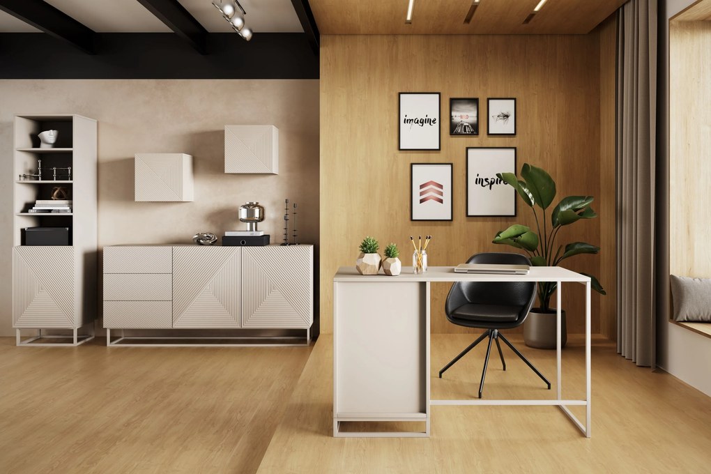 Biurou modern Asha 120 cm cu sertar - culoare cașmir / cadru cașmir