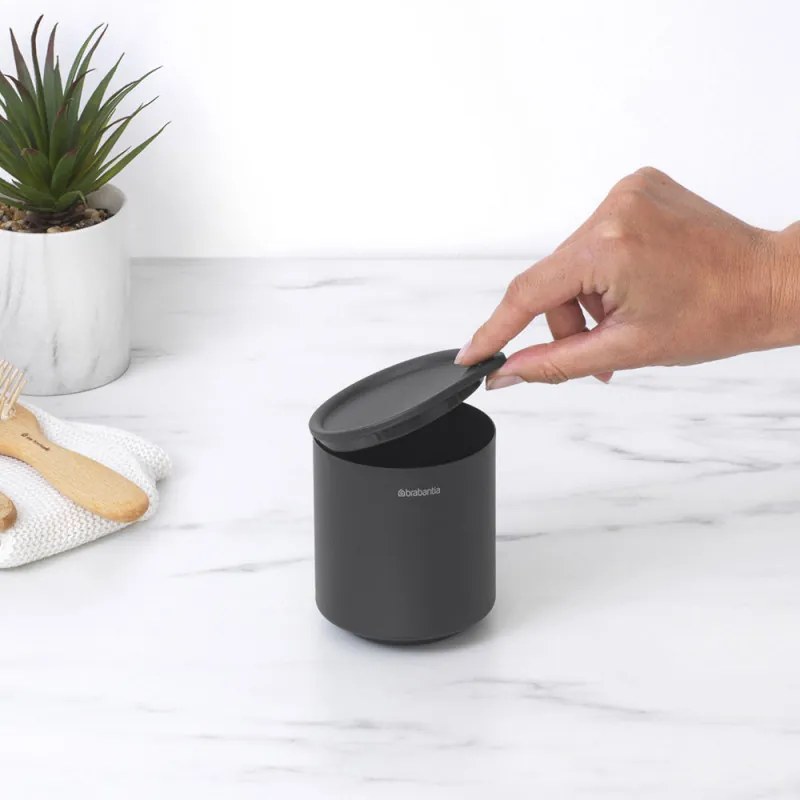 Cutie accesorii pentru baie Brabantia MindSet Mineral 1005686, Baza antiderapanta, Finisaj mineral, Gri