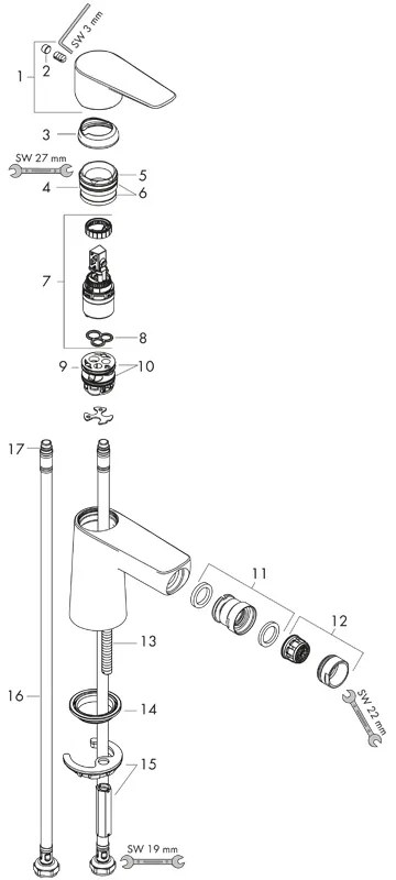 Baterie bideu Hansgrohe, Talis E, crom